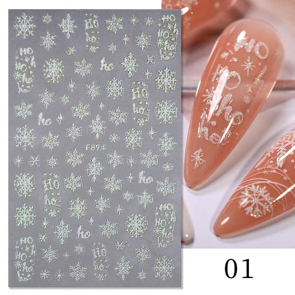 Mxbeauty Stiker Kuku Natal Fashion Lonceng Putih Manikur Aksesoris Nail Art Dekorasi