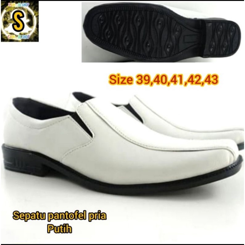 Sepatu pantofel pria putih sepatu pantofel putih