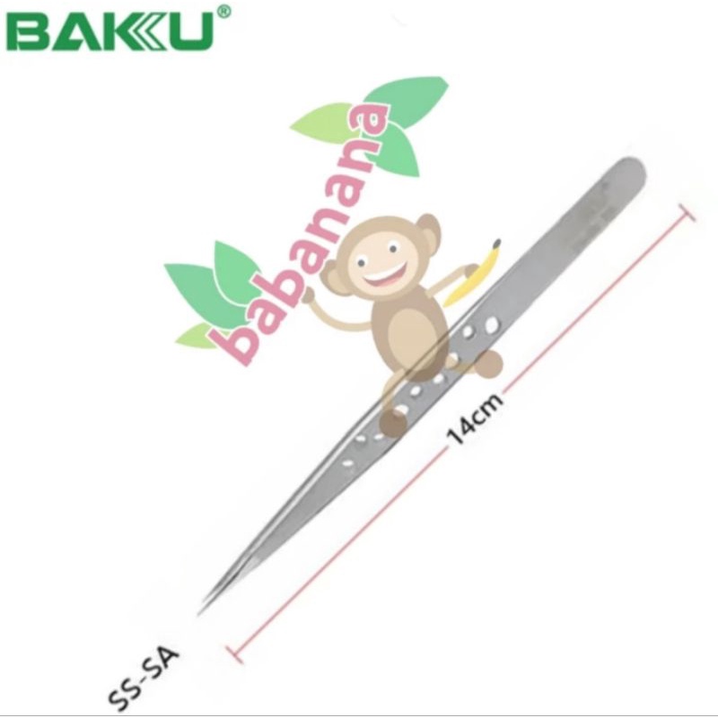 Baku SS-Sa SR Pinset Lurus Long Fine Tip Tweezer Penjepit Stainless