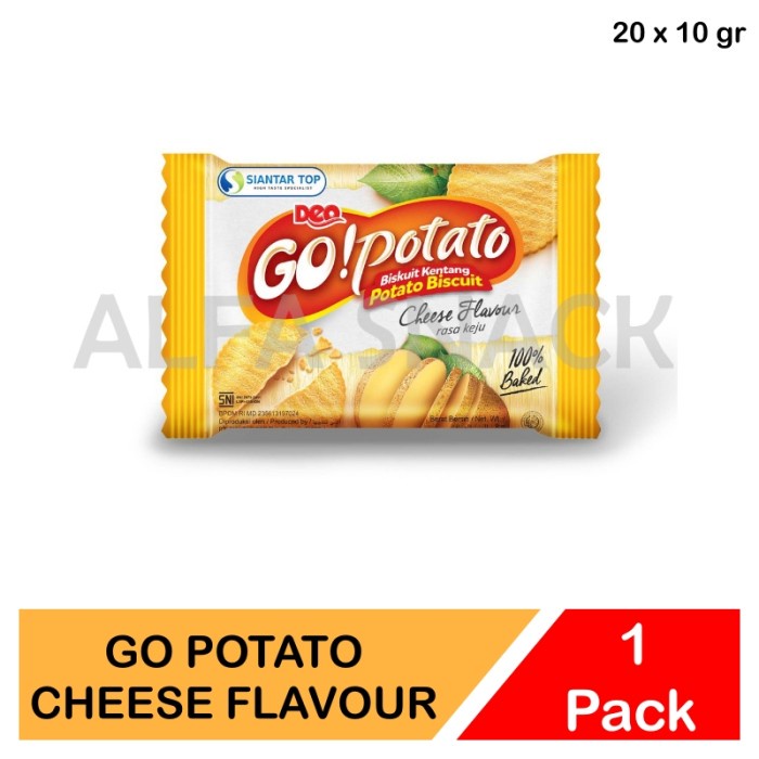 

Go Potato Biskuit Kentang Rasa Keju Kemasan Pack (20 x 10 gram)