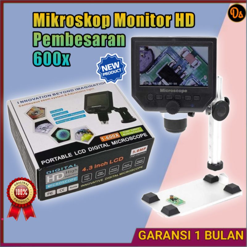 PROMO Mikroskop Digital 3.6MP 600X dengan Monitor &amp; Metal Stand - G600 OMOTC8SV