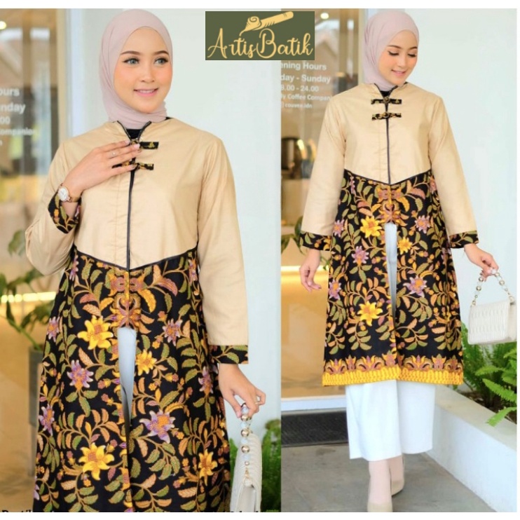 TUNIK JOHANA TUNIC BATIK CANTIK JUMBO TUNIK MOTIF FLORAL  ETNIK BATIK BATIK TRADISIONAL KHAS SOLO  J