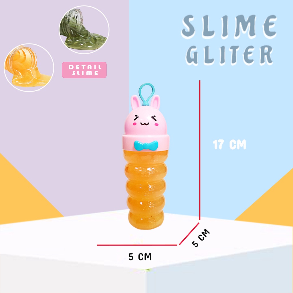 Mainan Anak Slime Gliter Tutup Karakter/Clear Slime Gliter Botol