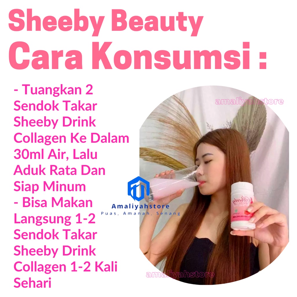 Sheeby Beauty Collagen Minuman Serbuk Shelby Sheby Beuty Drink Kolagen Suplemen Pemutih Pencerah Kulit Tubuh Badan Wajah Pria Dan Wanita  Halal Permanen Bpom