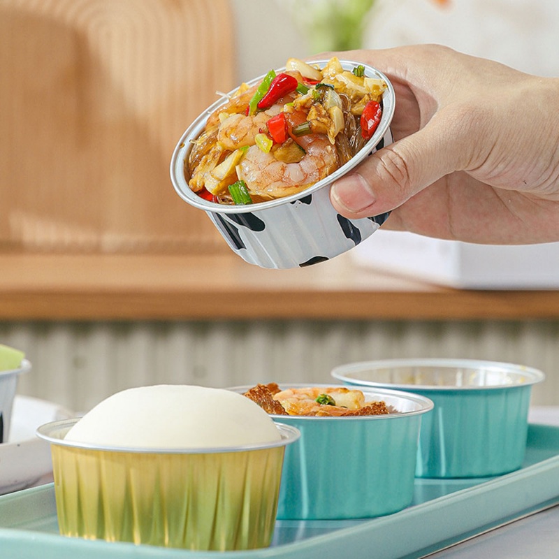 10pcs /Set Reusable Aluminium Foil Tin Cup/ Cetakan Kue Puding Air Fryer Multifungsi/ Alat Masak Udang Bihun Dapur