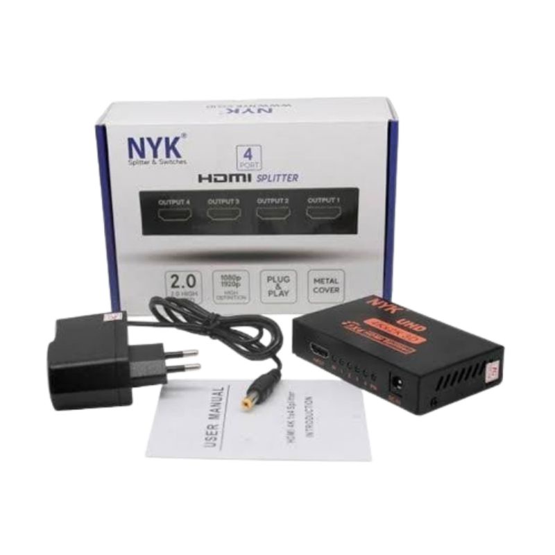 HDMI SPLITTER 4 PORT NYK 1-4  IN 1 OUT 4 - CONVERTER SPLITTER HDMI FULL HD 4 PORT RESOLUSI MAXIMAL 1920 PIXEL