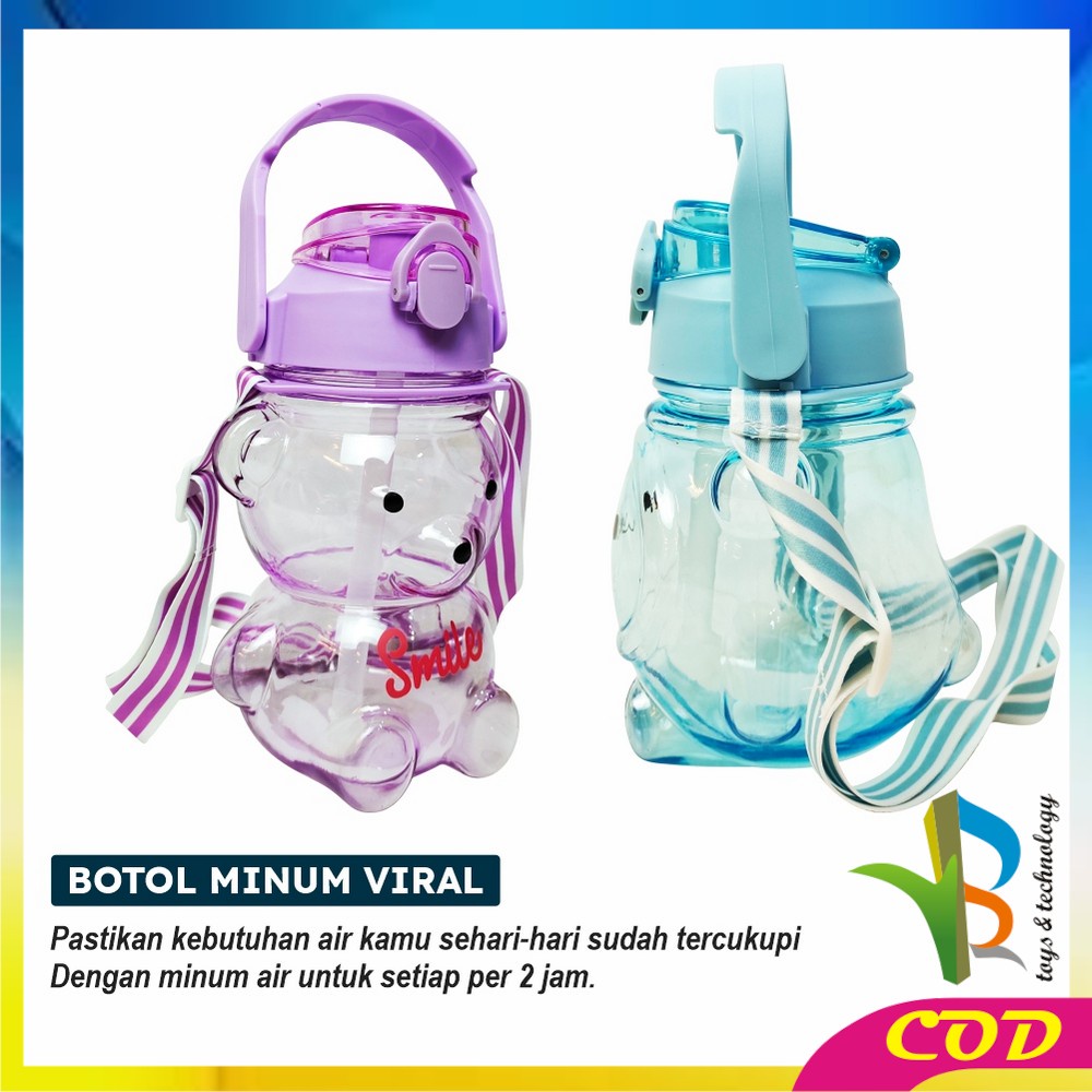 RB-C589 C592 Botol Minum Anak Boneka Bear Beruang 1 Liter Polos Gradasi / Tumbler Minum Anak Karakter Bear Gemoy Pelangi