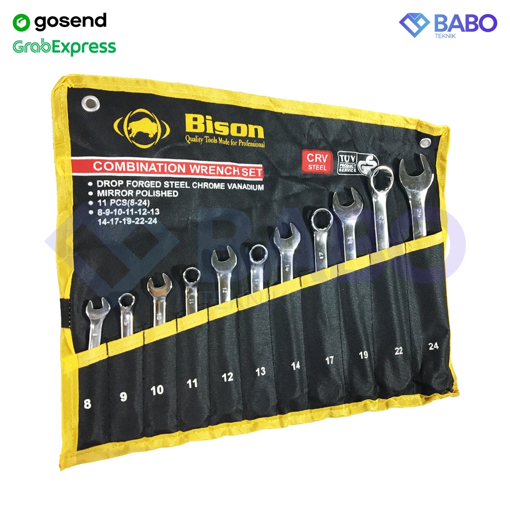 Bison Kunci ring pas set 11pc 8-24 Bison Combinasi Wrench Kunci Pas Ring