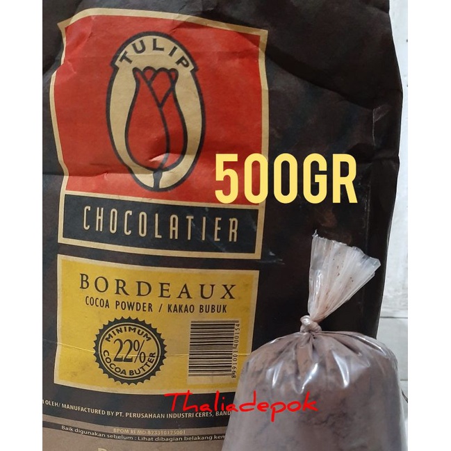 

TULIP BOURDEUX COKLAT BUBUK 500GR ECER, CAMPURAN ADONAN, TOPPING DLL