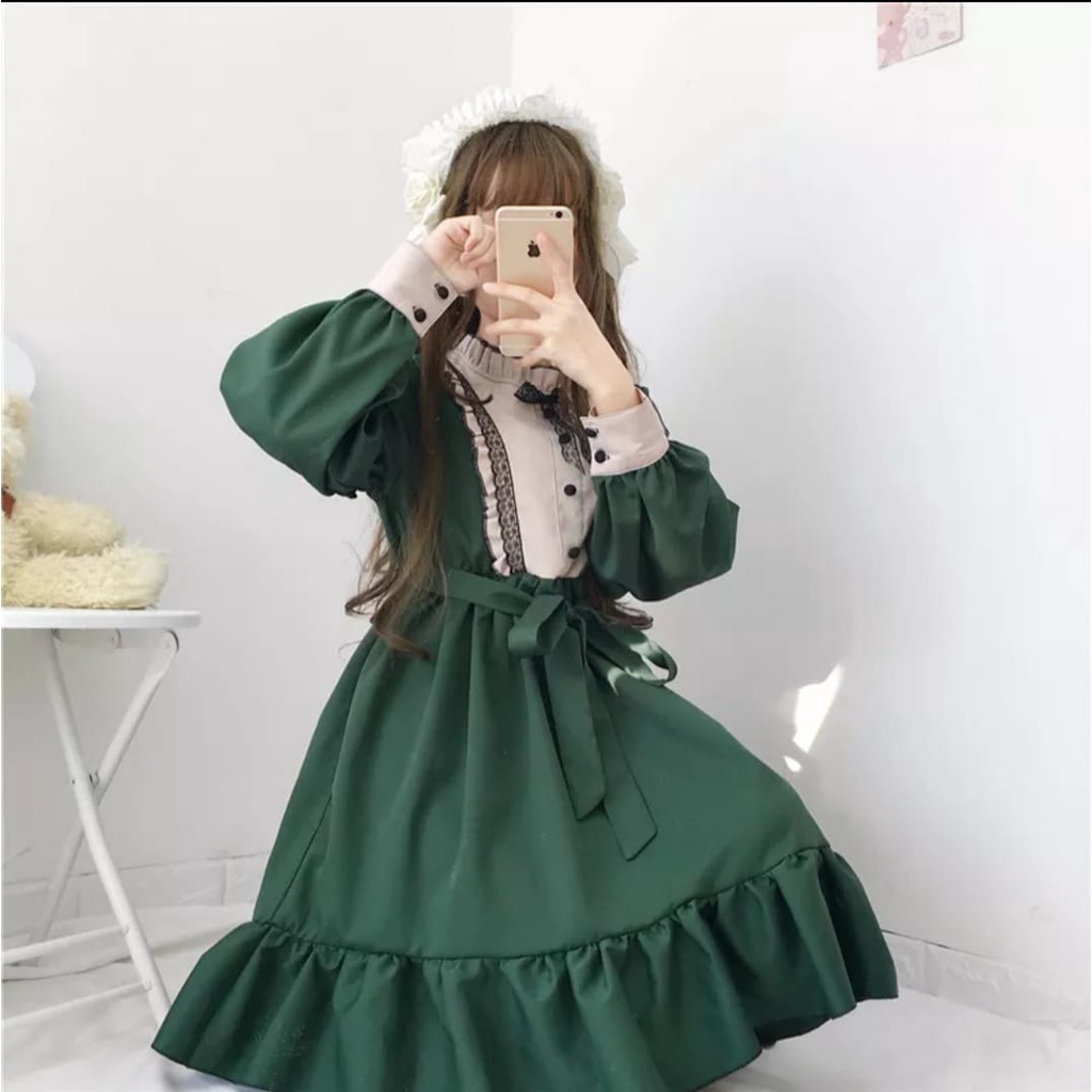 QFS - DRESS KIDS ZASKIA/ HIJAU EMERALD / DRESS ANAK TANGGUNG / TERBARU / TERPOPULER