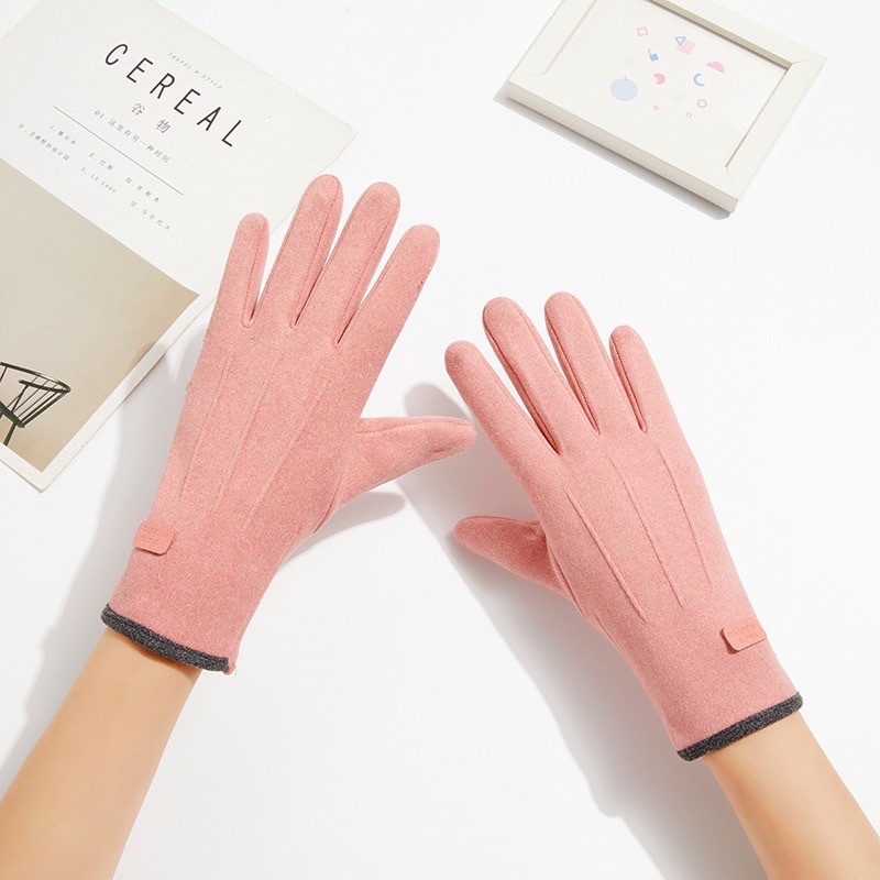 IMPORT Glove Woman Touchscreen Fur Rabbit Velvet Suede Winter Sarung Tangan Musim dingin wanita lapis bulu velvet hangat tebal fingerprint Salju