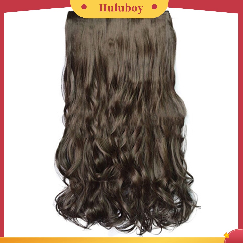 Wig Rambut Sintetis Model Panjang Keriting Gelombang Tahan Panas Dengan 5 Klip Untuk Wanita