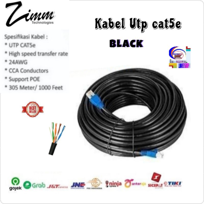 Kabel lan UTP Cat5e Zimmlink 25 Meter Siap Pakai