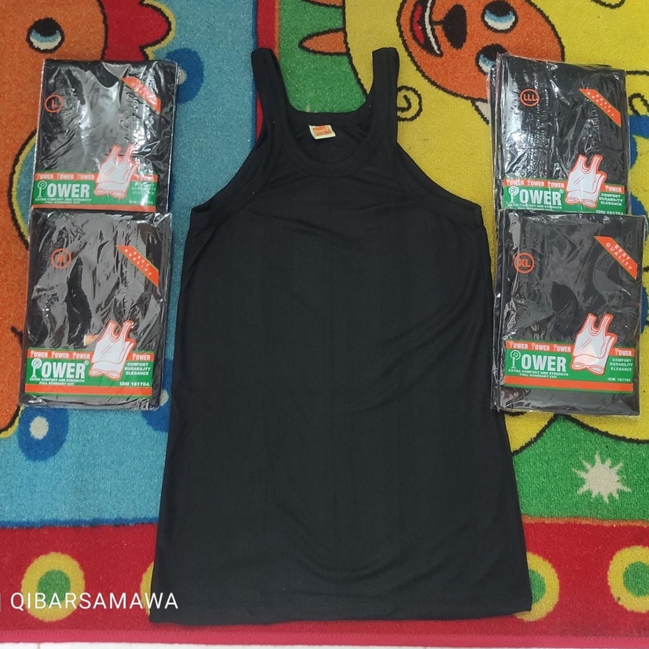 SINGLET PRIA Kaos Dalam Polos Hitam Salur Untuk Laki Laki Dewasa Ukuran Komplit M, L, XL, LLL.