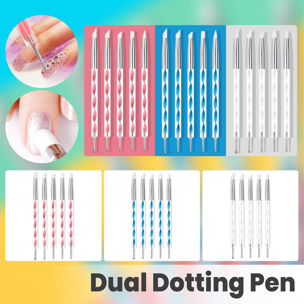 【 COD 】Set Brush Dotting Silikon Dua Sisi Untuk Nail Art/Dotting Silikon 2fungsi nail art tools