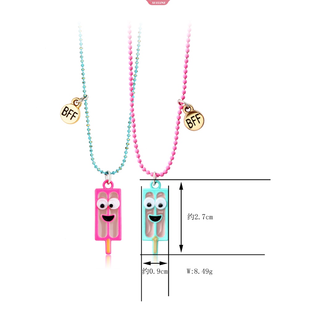 Fashion Kartun Makanan Es Krim Makanan Liontin Kalung Logam Sahabat Selamanya Bff Wanita Perhiasan Hadiah Untuk Gadis Anak [ZXL]