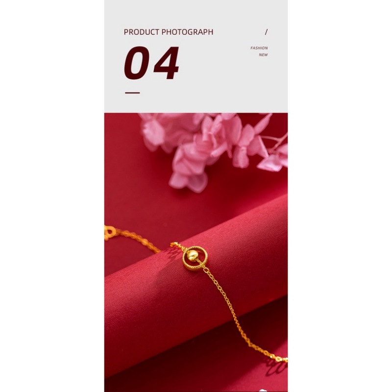 Goldkingdom Fashion Perhiasan Emas Asli Kadar 375 Bangkok Aksesoris Ready Stock Sederhana Cat-eye Emas Manik Tulang Selangka Rantai Edisi Transfer Manik Sarkin Gelang Kalung Dua Potong Set Untuk Wanita