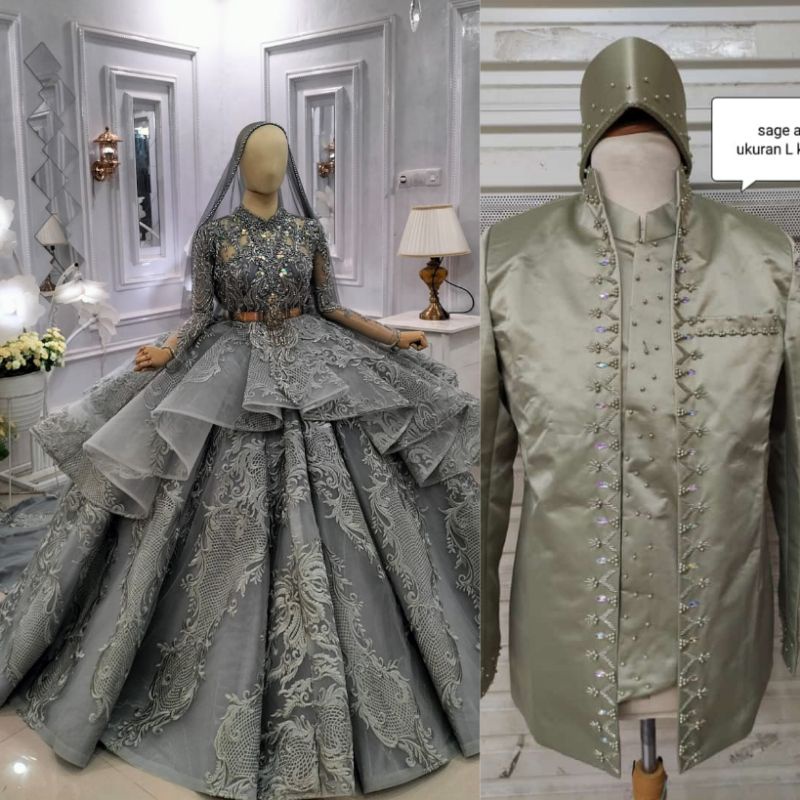 NEW GAUN PASANGAN BAJU PENGANTEN  CRINLONOLIN //  GAUN MEWAH //KEBAYA AKAD/GAUN JUBAH BEREKOR//BAJU PENGANTEN MODREN