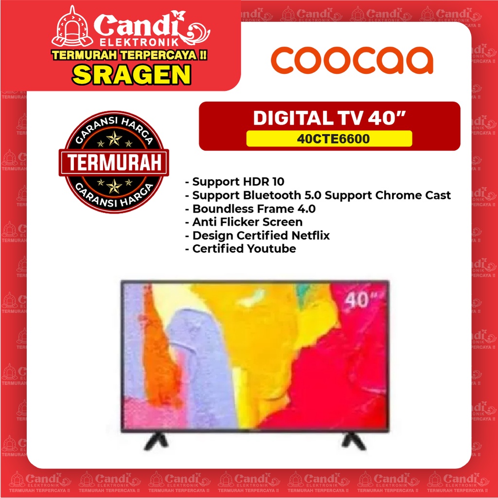 COOCAA SMART GOOGLE TV 40 INCH - 40CTE6600
