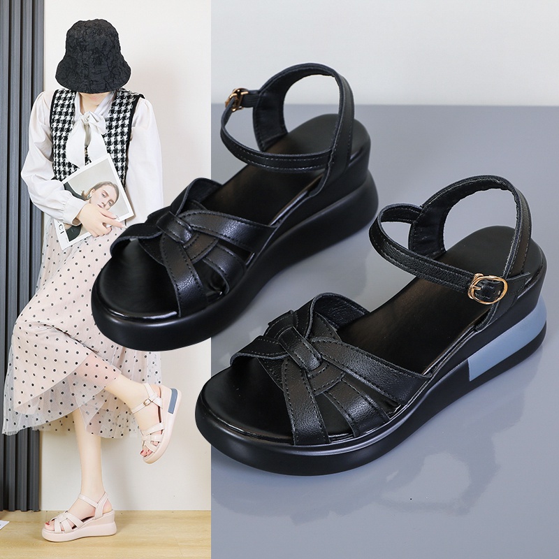 SS-SW11 Sepatu Wanita Sandal Wedges Slip On Kasual Fashion Import COD Termurah