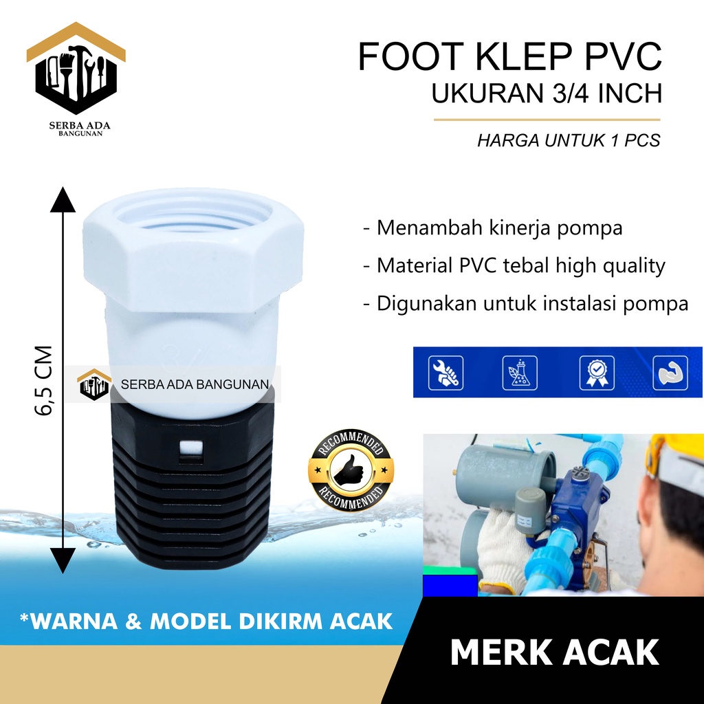 Foot Klep PVC ELFA 1/2&quot; 3/4&quot; 1&quot; Inch Inci Footklep Valve 1/2Inch 3/4Inch 1/2Inci 3/4Inci 1/2In 3/4In