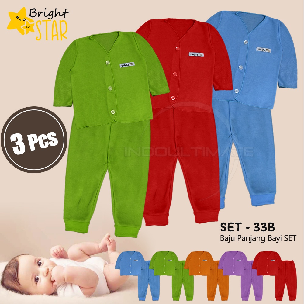 3in1 Setelan Baju Bayi SET-32-A Setelan Baju Bayi Lengan Pendek + Celana Pendek SET-33-B Setelan Lengan Panjang + Celana Panjang Bayi Bayi Baju Bayi Kaki BukaBaru Lahir Baju Tidur Bayi Baju Harian Bayi Atasan Kaos Bayi Pakaian Bayi Celana