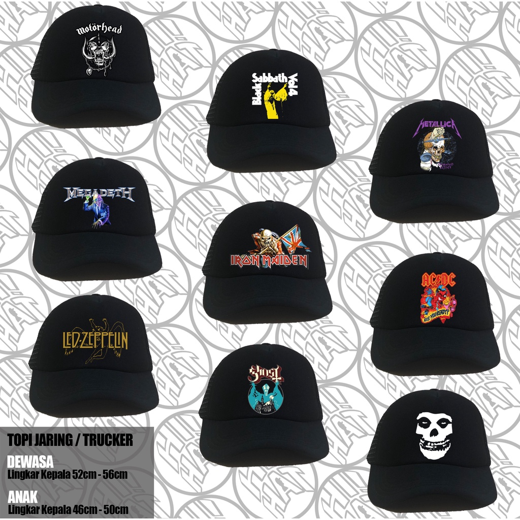 BIG SALE Topi Trucker Band Dewasa & Anak / Trucker Hat Band / Topi Trucker Band / Topi Band / Topi T