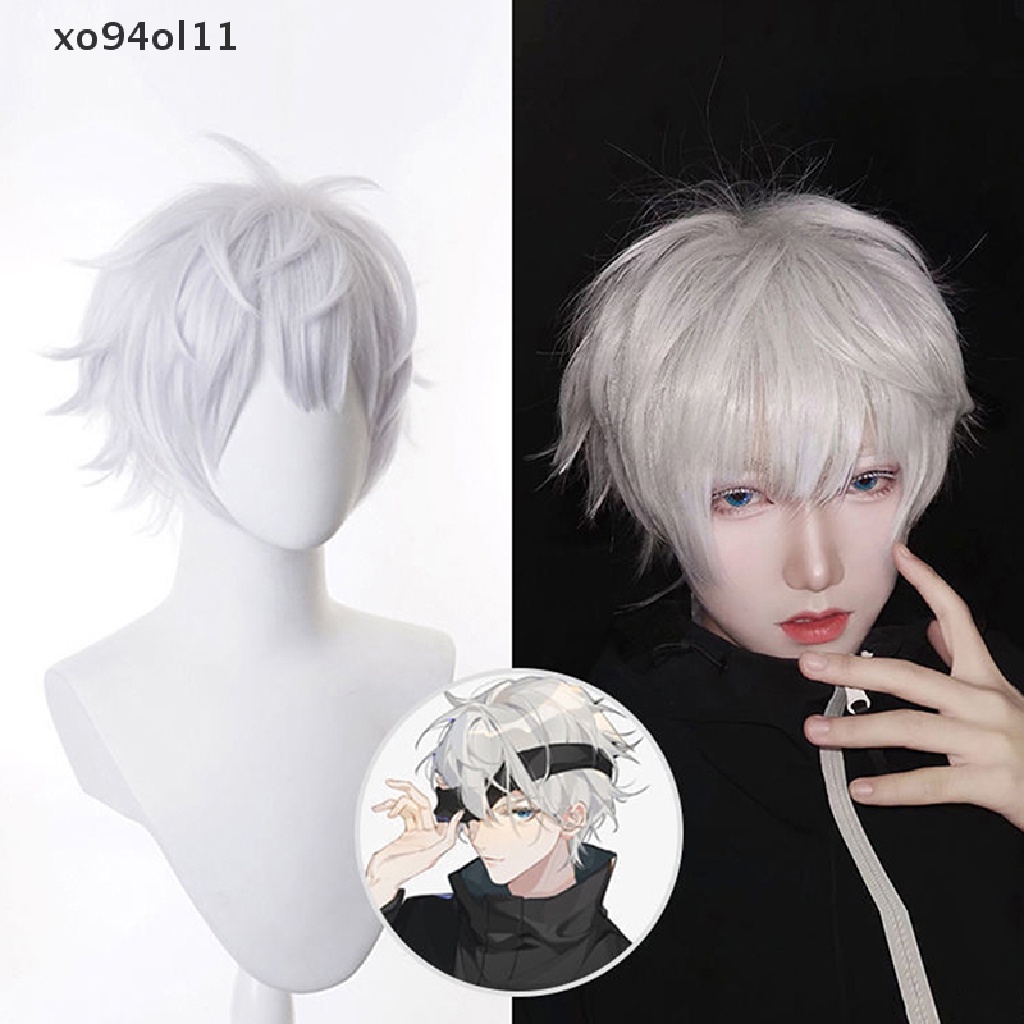 Xo Anime Jujutsu Kaisen Gojo Satoru Cosplay Wig Rambut Palsu Pendek Untuk Hadiah Pesta OL