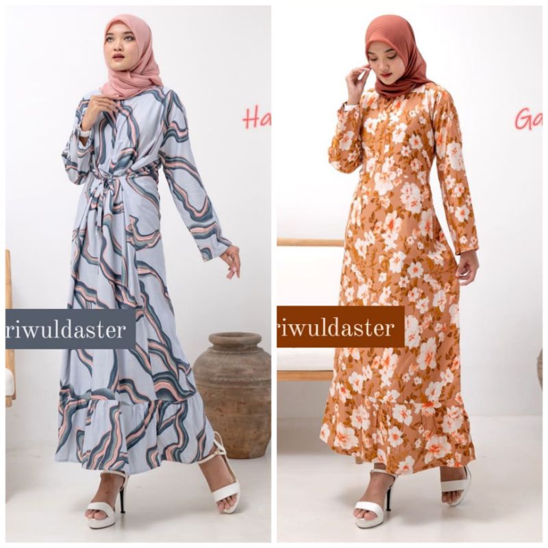 Daster Gamis Semata Kaki Lengan Panjang rayon kekinian motif vanesa angel viral