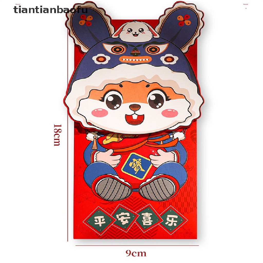 [tiantianbaofu] 2023tahun Baru Amplop Merah Festival Musim Semi Kelinci Lucu Kantong Merah Keberuntungan Paket Uang Kartun Hadiah Tas Butik