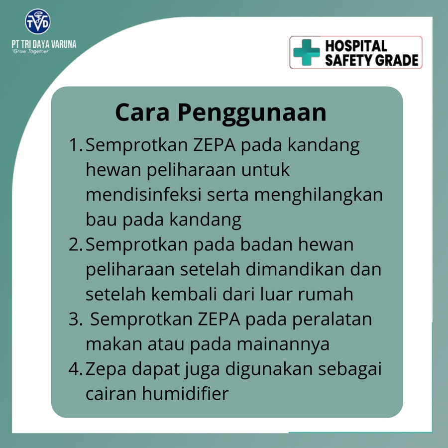 Zepa Pet Care DISINFEKTAN Spray Anti Bakteri Virus Jamur Kandang Hewan