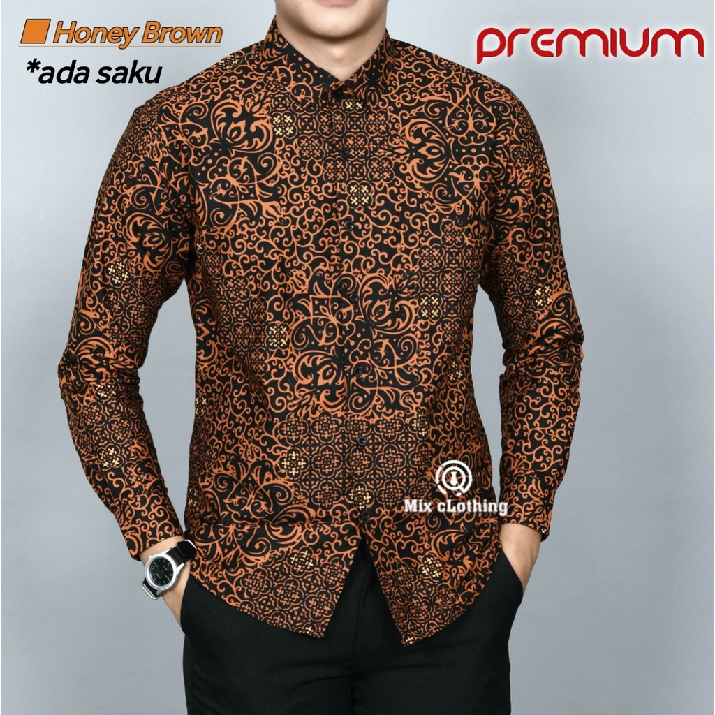 Baju Batik Pria Slimfit Kemeja Lengan Panjang Slim Premium Kode 2021