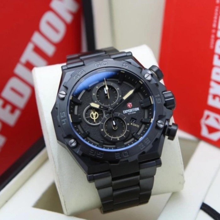 JAM TANGAN PRIA EXPEDITION 6797 BLACK JARUM YELLOW ORIGINAL