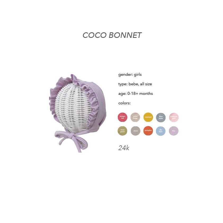 COCO POP BASIC BONNET Topi Bandana Polos Kaos Katun Baby Bayi