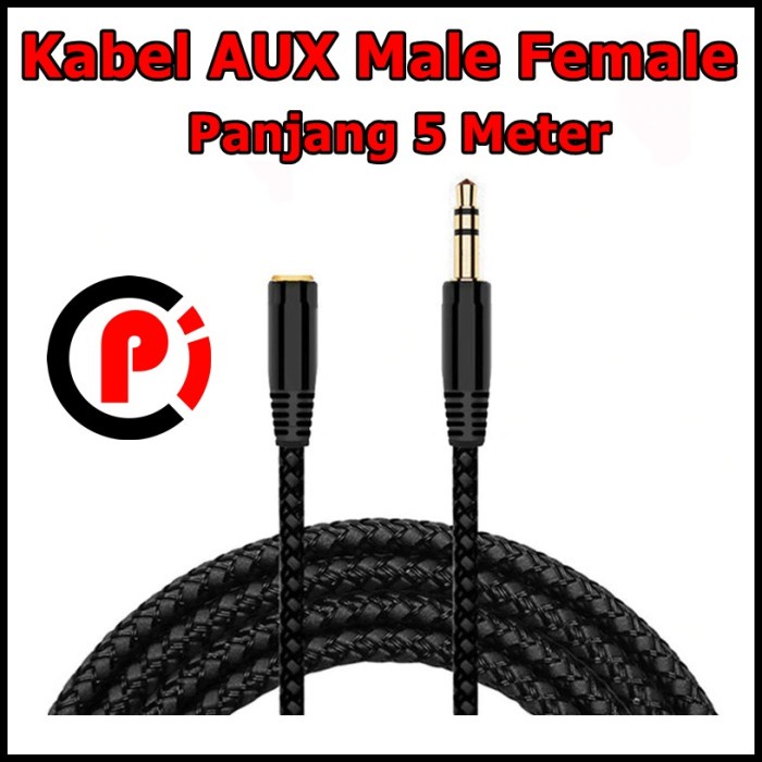 Perpanjangan Kabel Audio AUX 3.5mm Male to Female Panjang 5 Meter