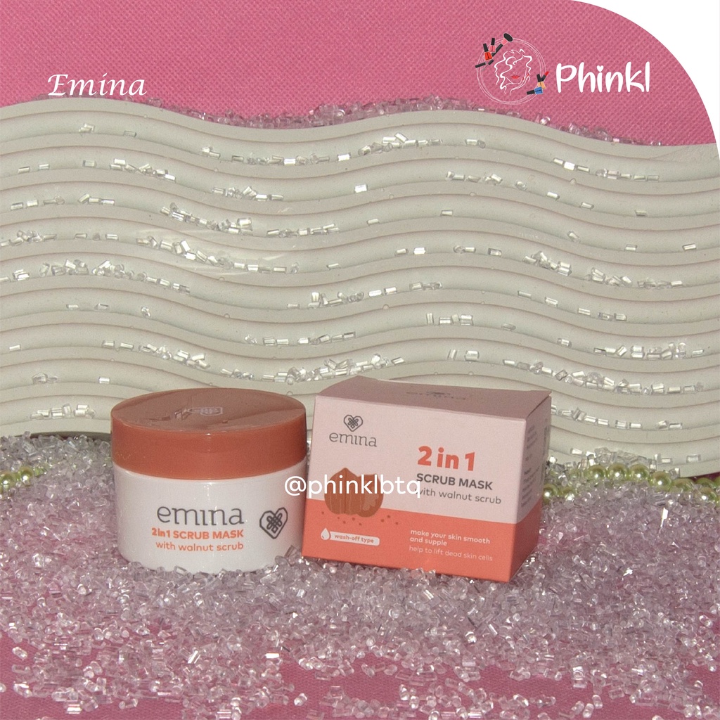 `ღ´ PHINKL `ღ´ ╰☆☆ 𝔢мιℕά ☆☆╮ Emina 2in1 scrub mask dengan ekstrak wallnut  bahan alami scrubbing peeling wajah