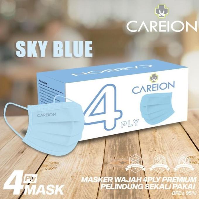 MASKER 4PLY ISI 50 CAREION MASKER EARLOOP 4 PLY DISPOSABLE PREMIUM