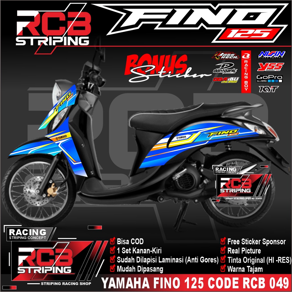 Sticker Yamaha Fino 125 - Stiker StripingAksesoris Motor Fino 125 Desain . RCB 049