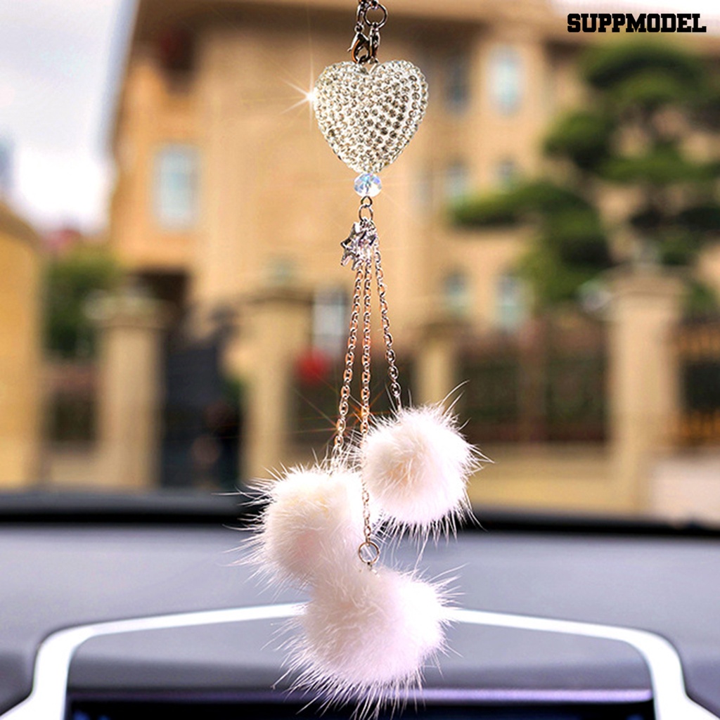 [Dekorasi] Mobil Gantung Liontin Desain Berlian Imitasi Berkilau Dengan Bola Mewah Warna Hidup Mengkilap Efek Visual Hias Alloy Jantung Gantung Dekorasi Mobil Bling Charms Hadiah Untuk Auto