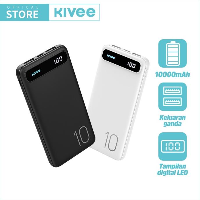 KIVEE 10000mAh power bank cepat dengan indikator LED