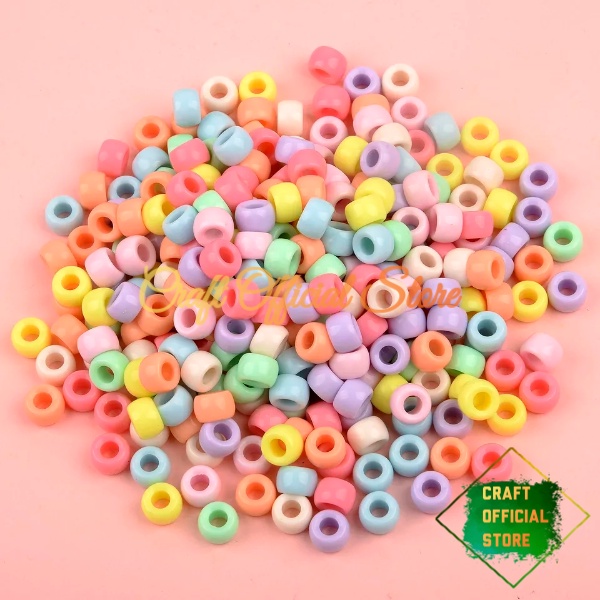50 Pcs Manik Mote Stoper Pastel Lubang Besar