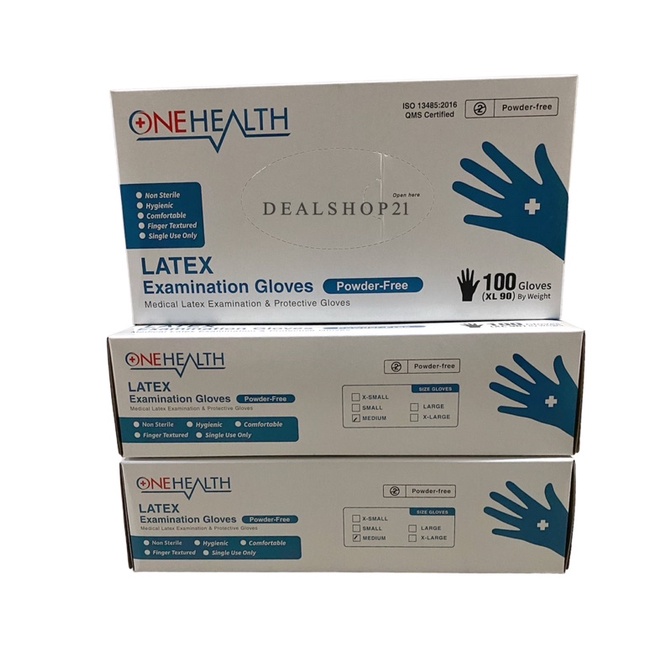 Sarung Tangan Latex Powder Free Onehealth Per Box isi 100 Pcs
