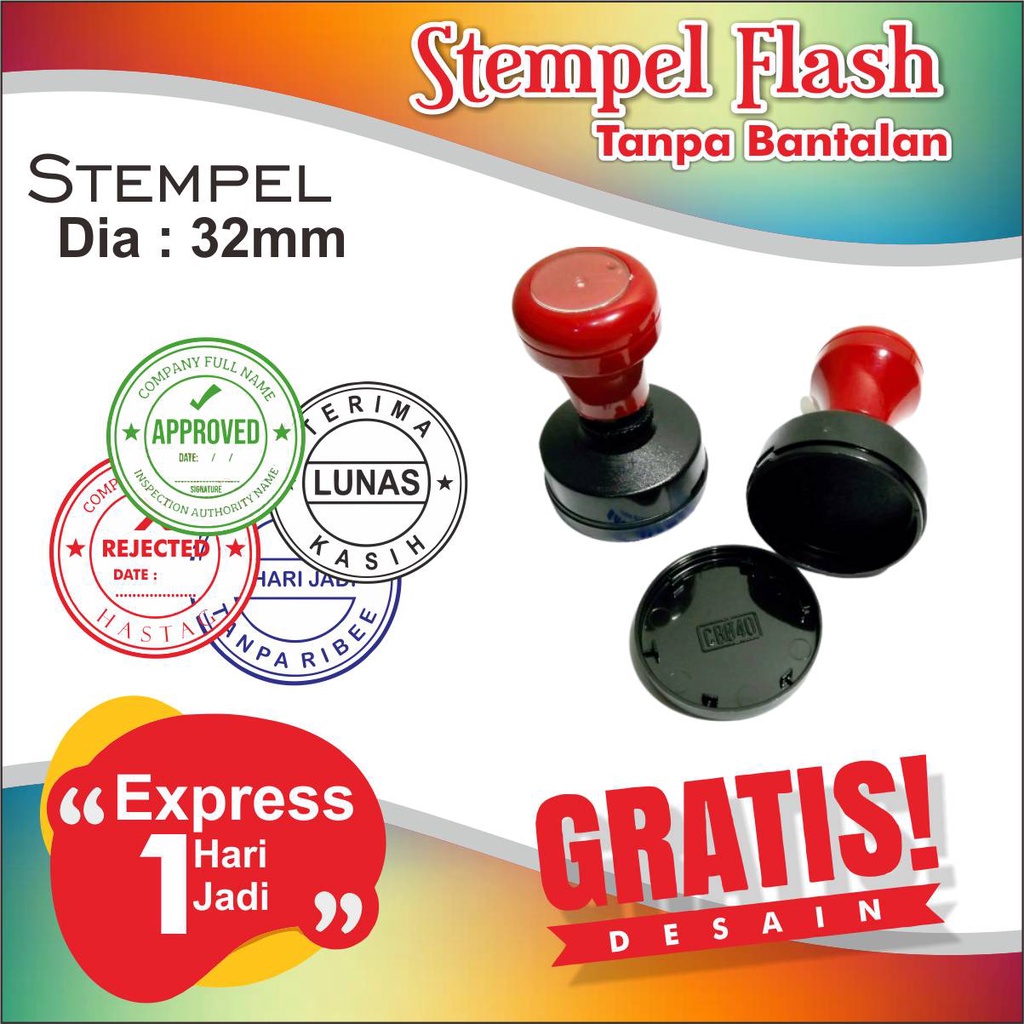 Jual Stempel Flash bulat Dia. 3.2 cm eExpress | Shopee Indonesia