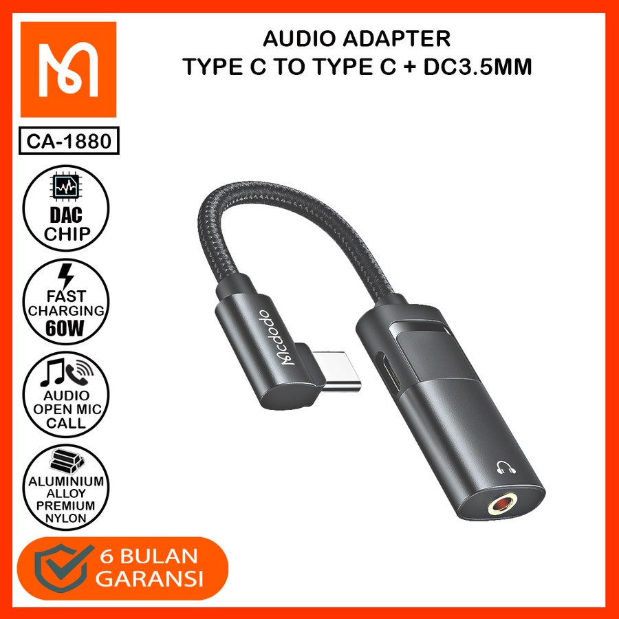 MCDODO CA-1880 Converter Audio Splitter Type C to Type C + Jack 3.5MM