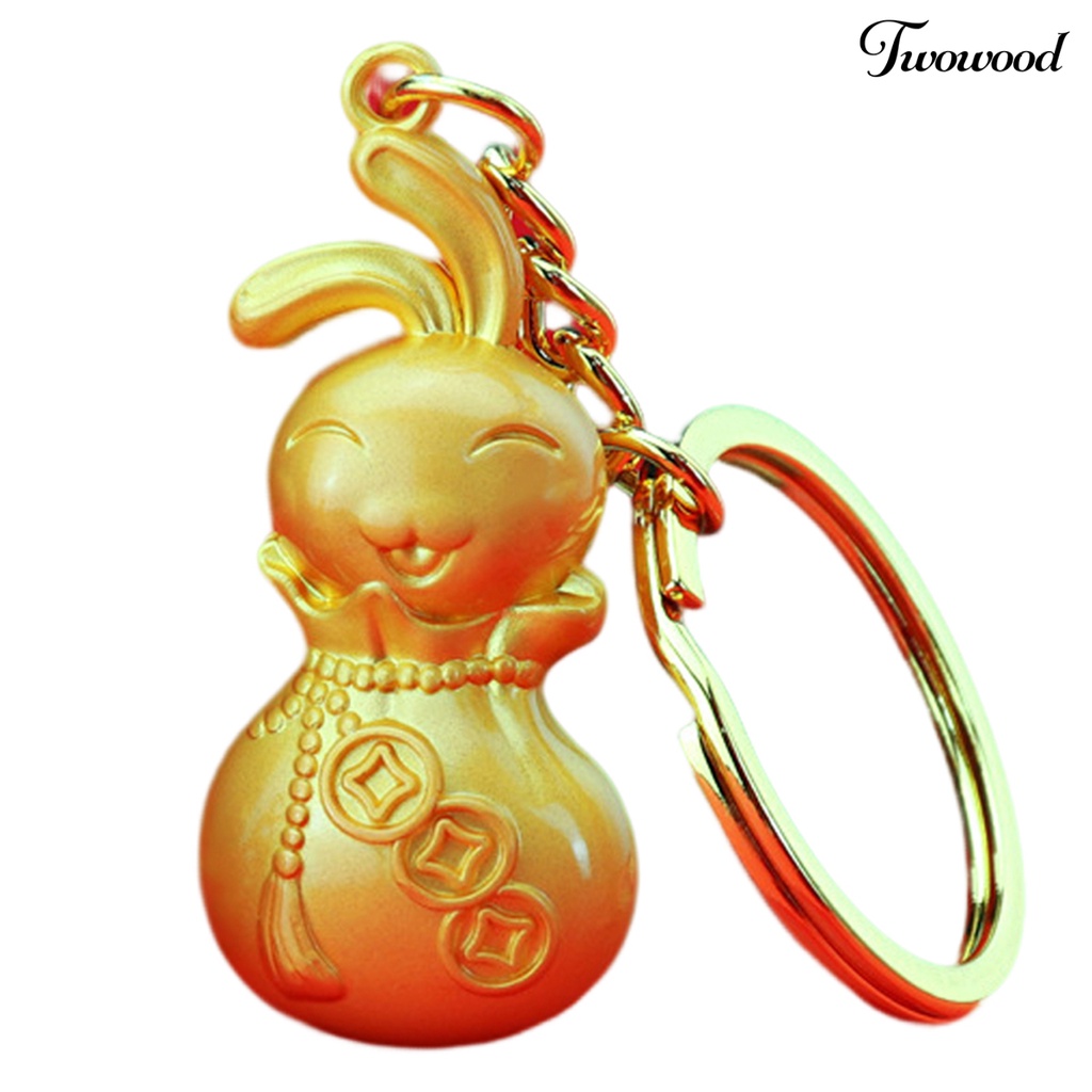 Twowood Rabbit Key Chain Kartun Gaya China Tiga Dimensi Serba Guna Realistis Look Hias Hadiah2023Musim Semi Festival Kelinci Lucu Tempat Gantungan Kunci Mobil Untuk Liburan