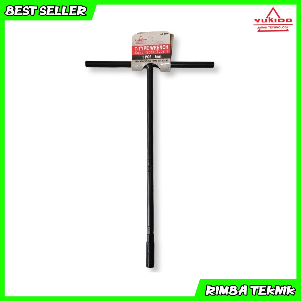 Kunci sock T Hitam 8 mm YUKIDO / Kunci Sok Hitam Yukido Kunci T 8mm T-Type Wrench Termurah