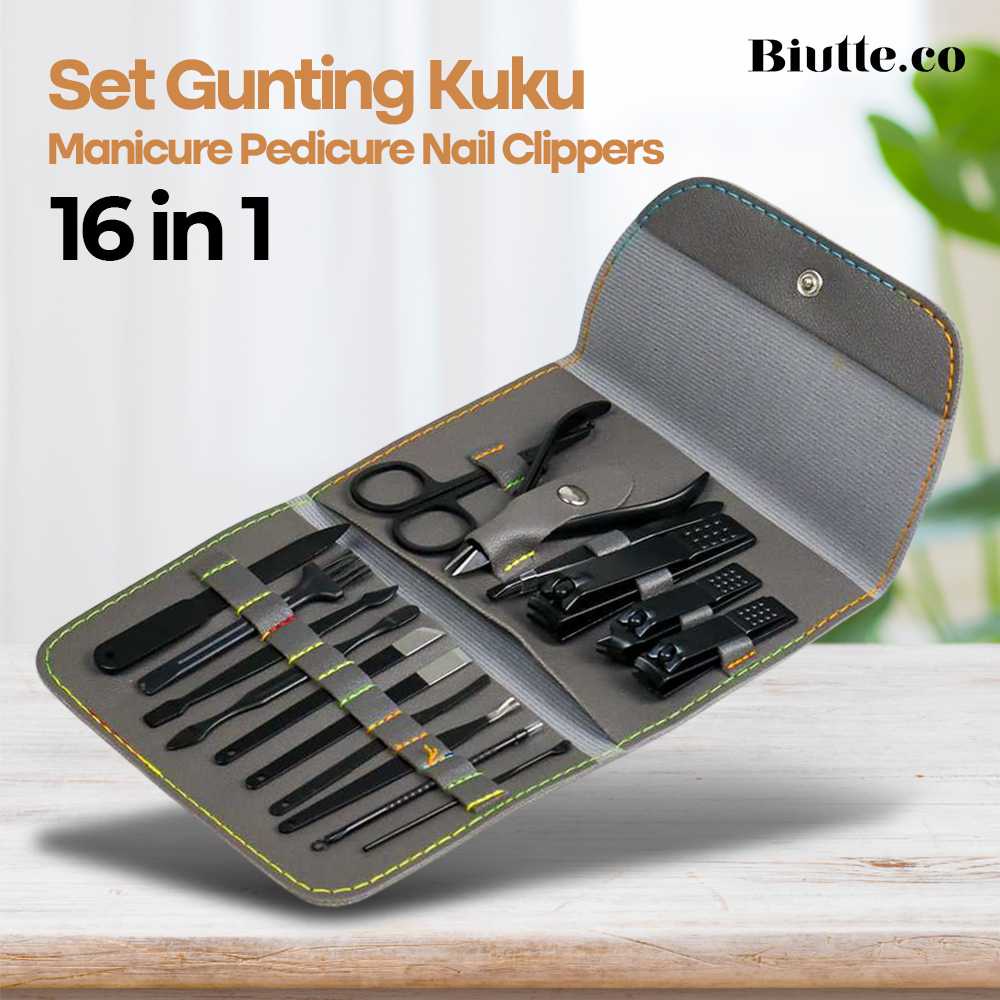 Biutte.co Set Gunting Kuku Manicure Nail Clippers Pedicure Kit 16 in 1 - TCT16 ( Mughnii )