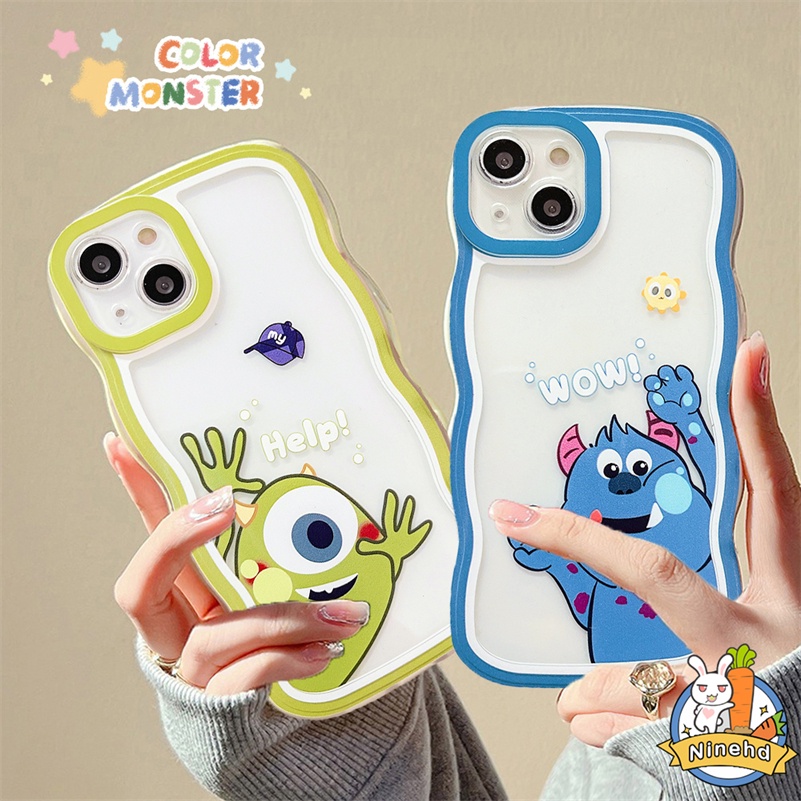 Huawei Y9 Prime 2019 Nova 7i Nova9 8 7 SE Pro Nova Y90 Y70 Plus 5T 4e 3i 3e Y7A Y9s P20 P30 Lite Honor 8X Monster Kartun Lucu Wavy Frame Phone Case Silikon Tahan Guncangan Soft Case