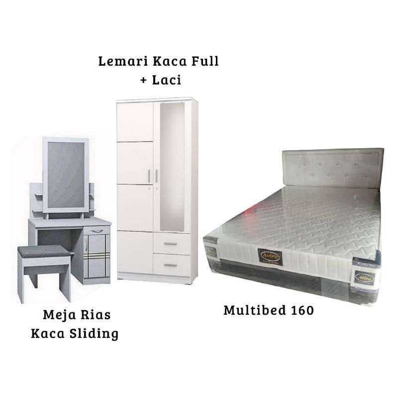 Set Kamar Paket Lamaran - Satu Set Kamar Tidur Lemari Meja Rias Divan Springbed Terlaris Subang Indr