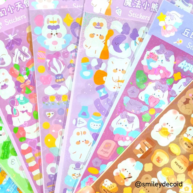 

Rabbit Sticker Sheet Deco Uk. 9x20 cm Hologram Polco Photocard Bling Bling